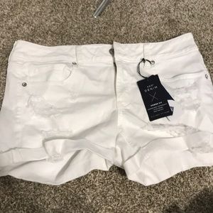 American eagle white ripped shorts